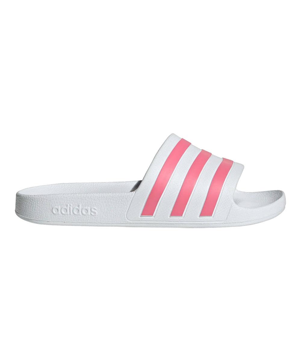 Adidas Womens Adilette Aqua Sliders - White/Pink-576516
