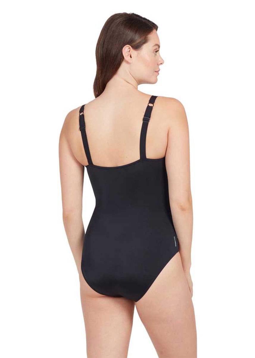 Zoggs Wrap Panel Classicback Swimsuit - Khaki/White/Light Blue-brand