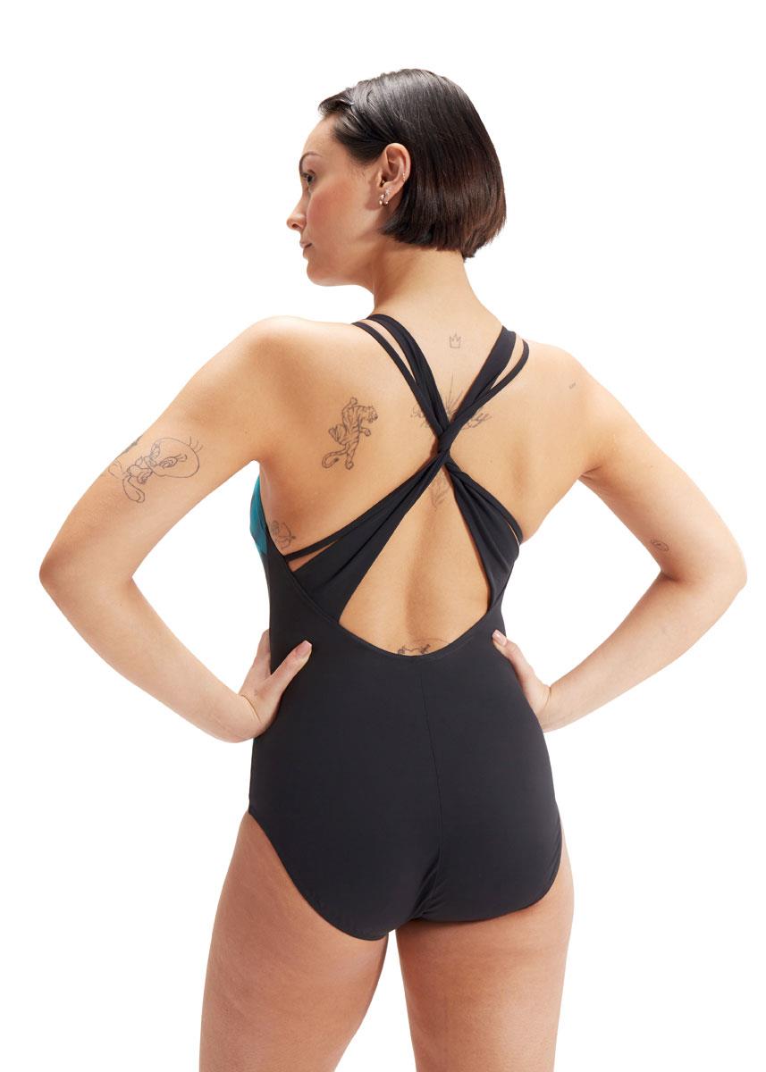 Speedo Shaping Calypso Printed Swimsuit - Black/Ocean Depths/Mystic-brand