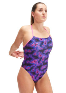 Speedo Womens Allover Digital Lattice Back Swimsuit - Black/True Cobalt/Indigo Glow/Candy Vibe/Orchid Shine