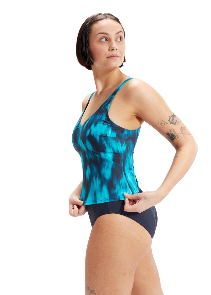Speedo Womens Shaping Printed Evie 2 Piece Tankini - True Navy/Ocean Depths/Mystic-578146