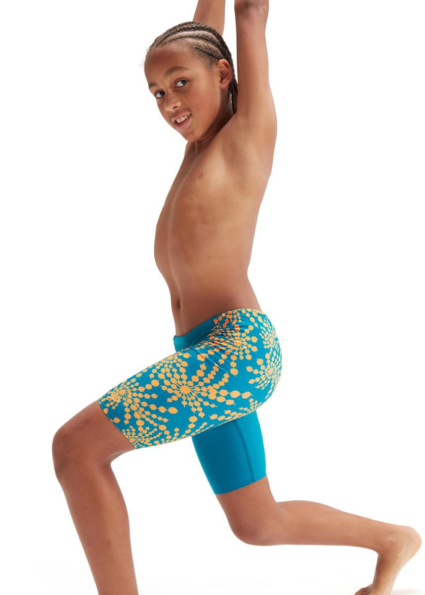 Speedo Boys Digital Allover V-Cut Jammer - Ocean Depths/Carrot Cake/Apricot Jam-578000