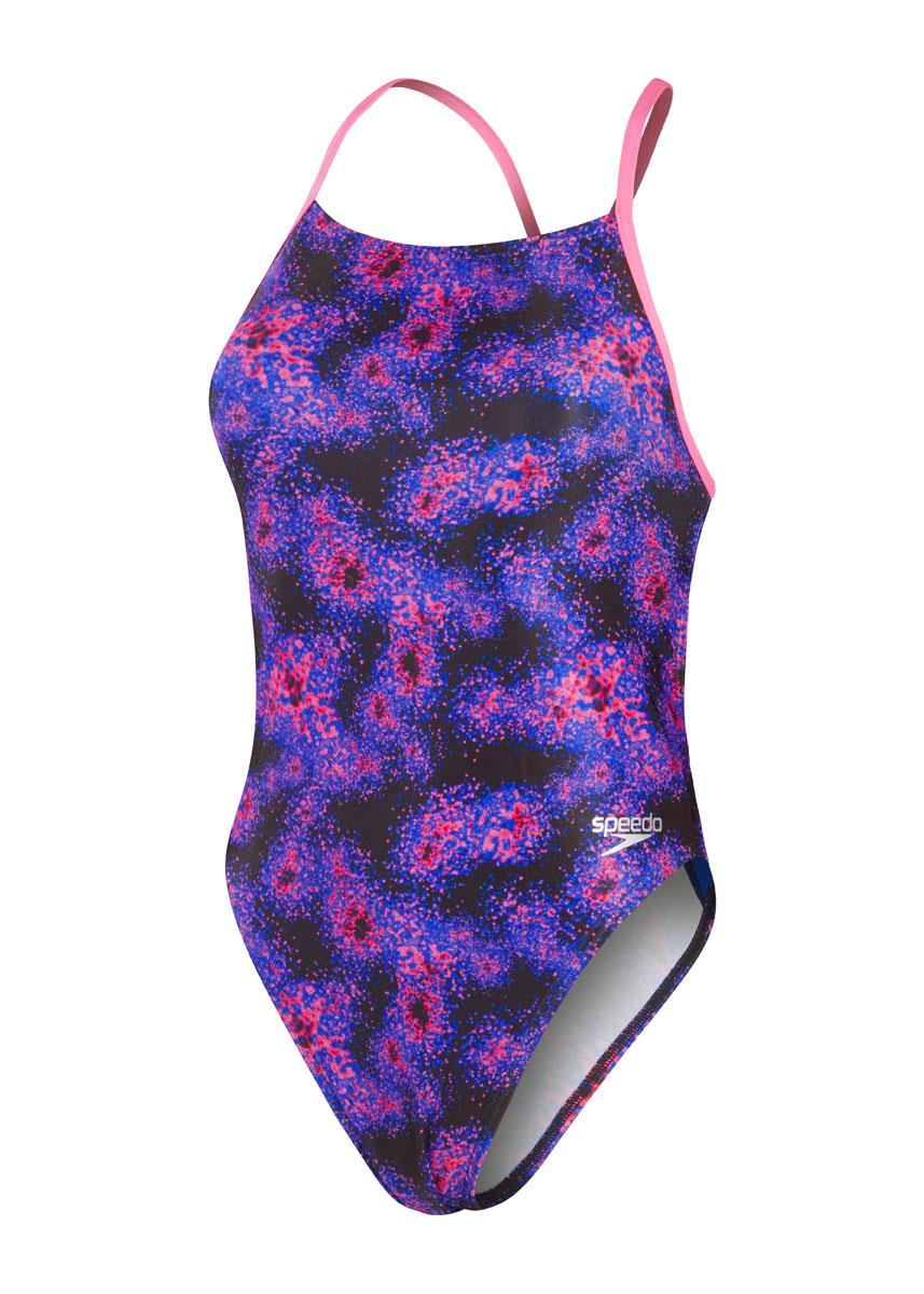 Speedo Womens Allover Digital Lattice Back Swimsuit - Black/True Cobalt/Indigo Glow/Candy Vibe/Orchid Shine-578131