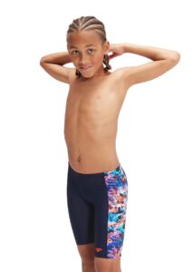 Speedo Boys Allover Panel Jammer - Navy/ Cobalt/ Orange/ Blue