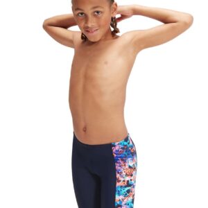 Speedo Boys Allover Panel Jammer -True Navy/True Cobalt/Volcanic Orange/Hypersonic Blue