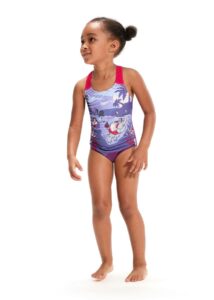 Speedo Girls Learn to Swim Printed Crossback Swimsuit - Magic Sangria/Sweet Taro/Hellium