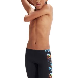 Speedo Boys Digital Panel Jammer - Black/Hypersonic Blue/Volcanic Orange/Lumo Green/Fluo Tiger