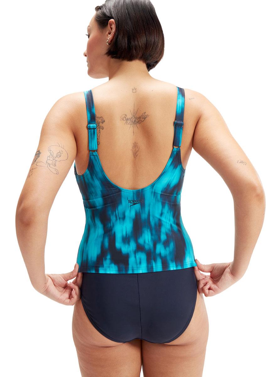 Speedo Womens Shaping Printed Evie 2 Piece Tankini - True Navy/Ocean Depths/Mystic-brand