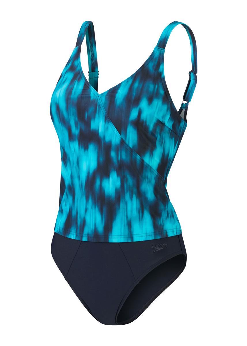 Speedo Womens Shaping Printed Evie 2 Piece Tankini - True Navy/Ocean Depths/Mystic-578150