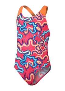 SPEEDO GIRLS ALLOVER SPLASHBACK SWIMSUIT - ELECTRIC PINK / COBALT POP /LEMON DRIZZLE / MARINE BLUE / VOLCANIC ORANGE