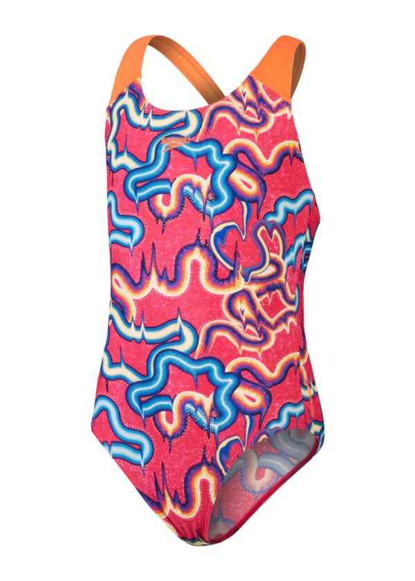 Speedo Girls Allover Splashback Swimsuit - Electric Pink / Cobalt Pop /lemon Drizzle / Marine Blue / Volcanic Orange