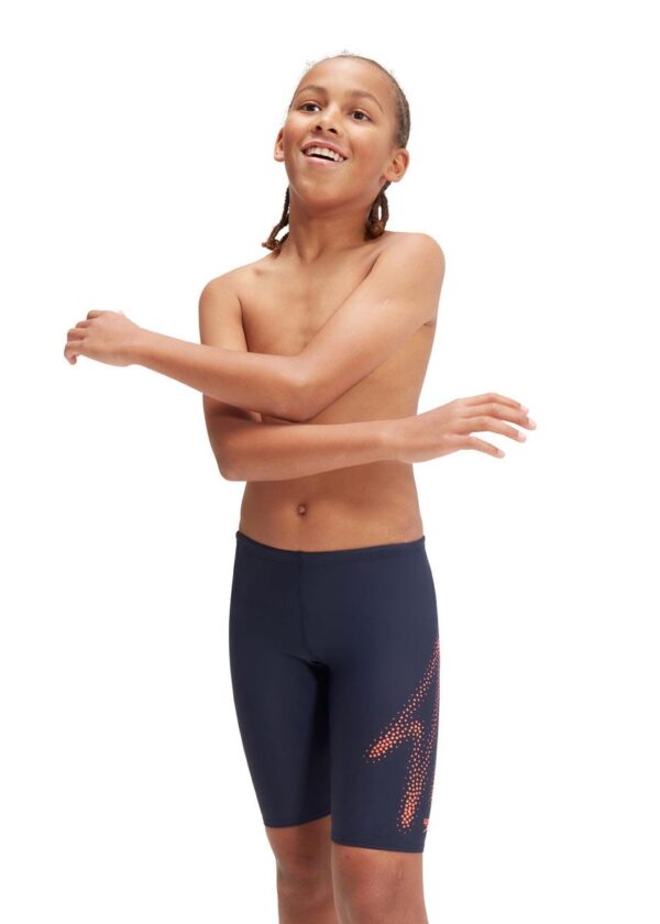 Speedo Boys Hyper Boom Logo Placement Jammer - True Navy/Volcanic Orange