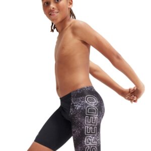 Speedo Boys Placement V Cut Digital Jammer - Black/USA Charcoal/Dove Grey-0