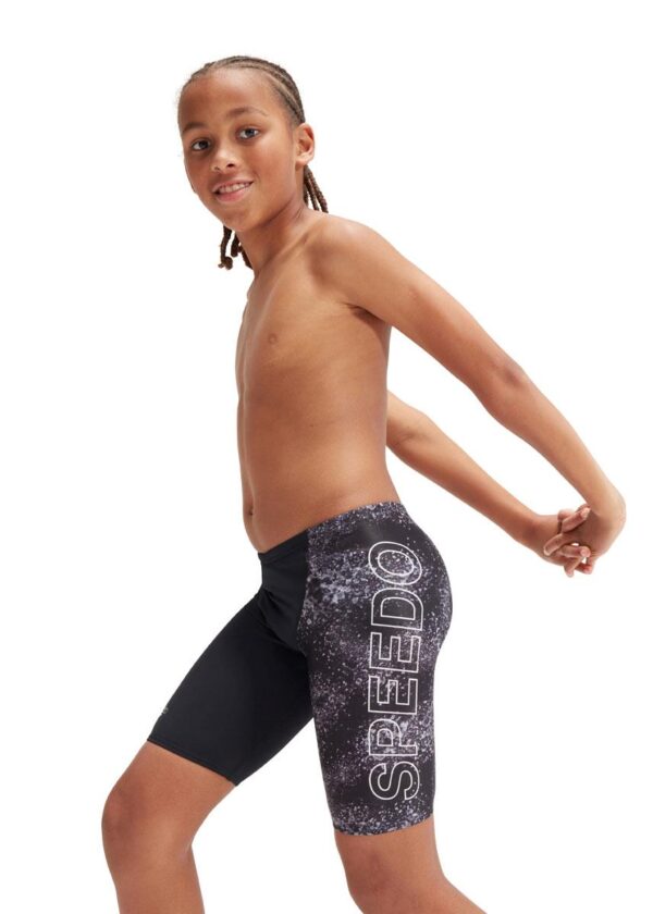 Speedo Boys Placement V Cut Digital Jammer - Black/USA Charcoal/Dove Grey-0