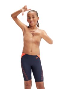 Speedo Boys Hyper Boom Logo Splice Jammer - True Navy/Volcanic Orange