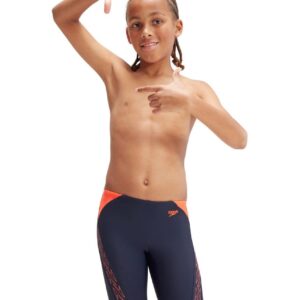 Speedo Boys Hyper Boom Logo Splice Jammer - True Navy/Volcanic Orange