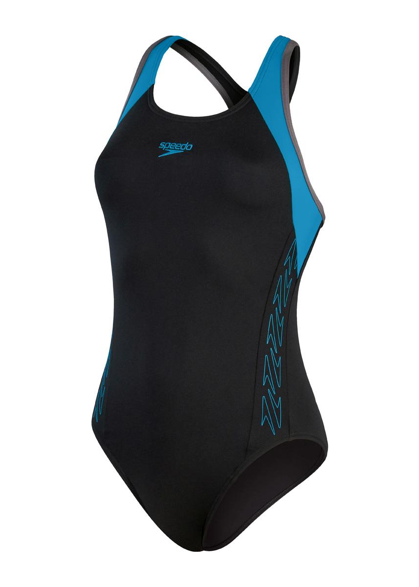 Speedo HyperBoom Flyback Swimsuit - Black/ Bolt/ Dove Grey-577349