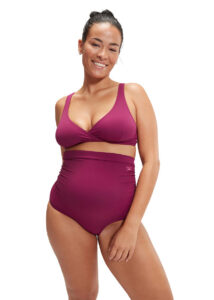 Speedo Womens Maternity High Waisted 2 Piece Swimsuit - Berry Cool