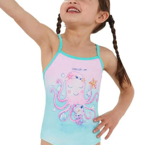 Speedo Junior Girls' Thinstrap Swimsuit - Green/Pink