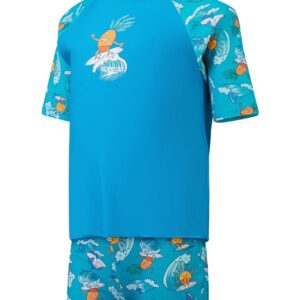 Speedo Infant Short Sleeve Printed Rash Top Set - Baja Blue/Parrot/Mystic-0