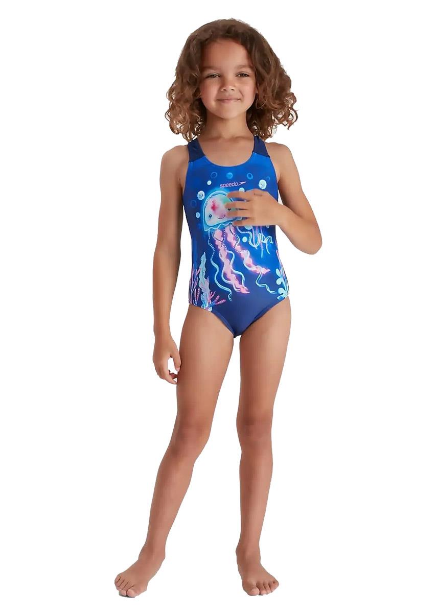Speedo Junior Girls Digital Placement Swimsuit - Blue/Posie Pink-587998