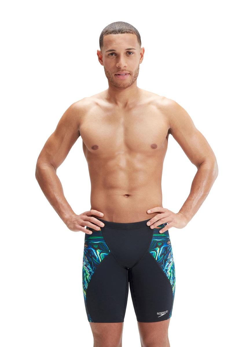 Speedo Placement Digital V-Cut Jammer - Black/Cobalt Pop/Green Glow-586076