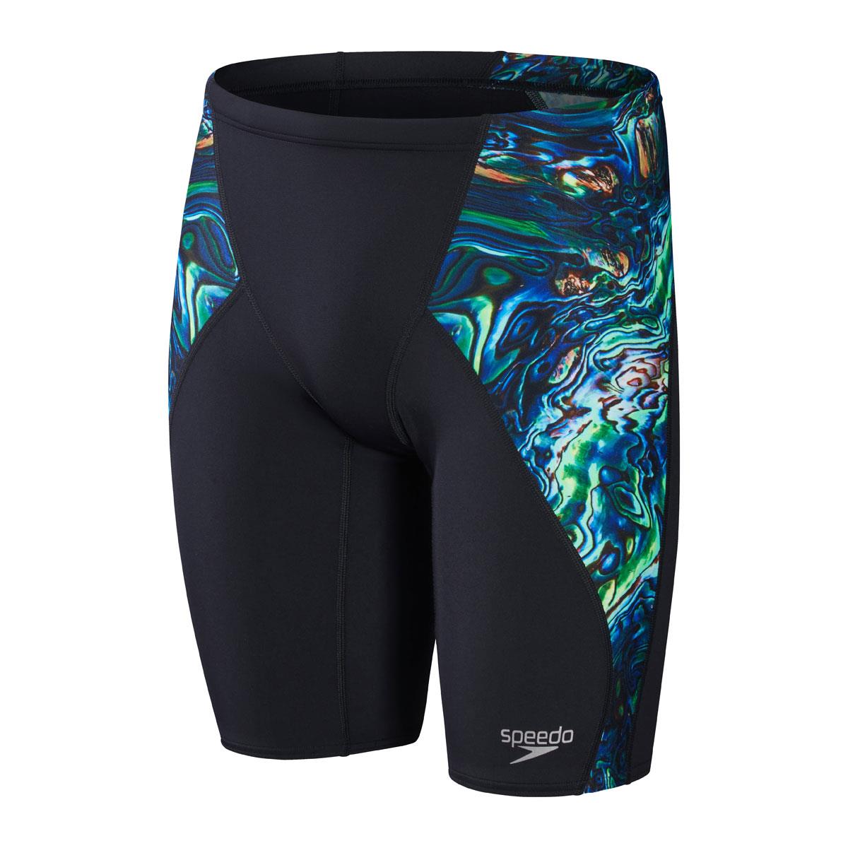 Speedo Placement Digital V-Cut Jammer - Black/Cobalt Pop/Green Glow-586078