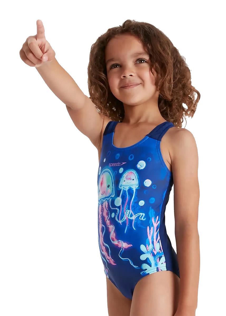 Speedo Junior Girls Digital Placement Swimsuit - Blue/Posie Pink-587997