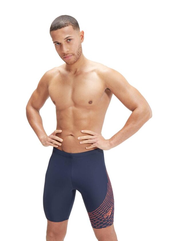 Speedo Medley Logo Jammer - True Navy/Volcanic Orange