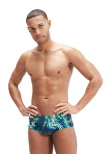 Speedo Mens 14 cm Placement Digital Brief - Black/Cobalt Pop/Green Glow