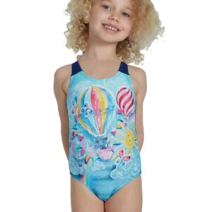 Speedo Junior Girl's Digital Allover Swimsuit - Purple/Blue