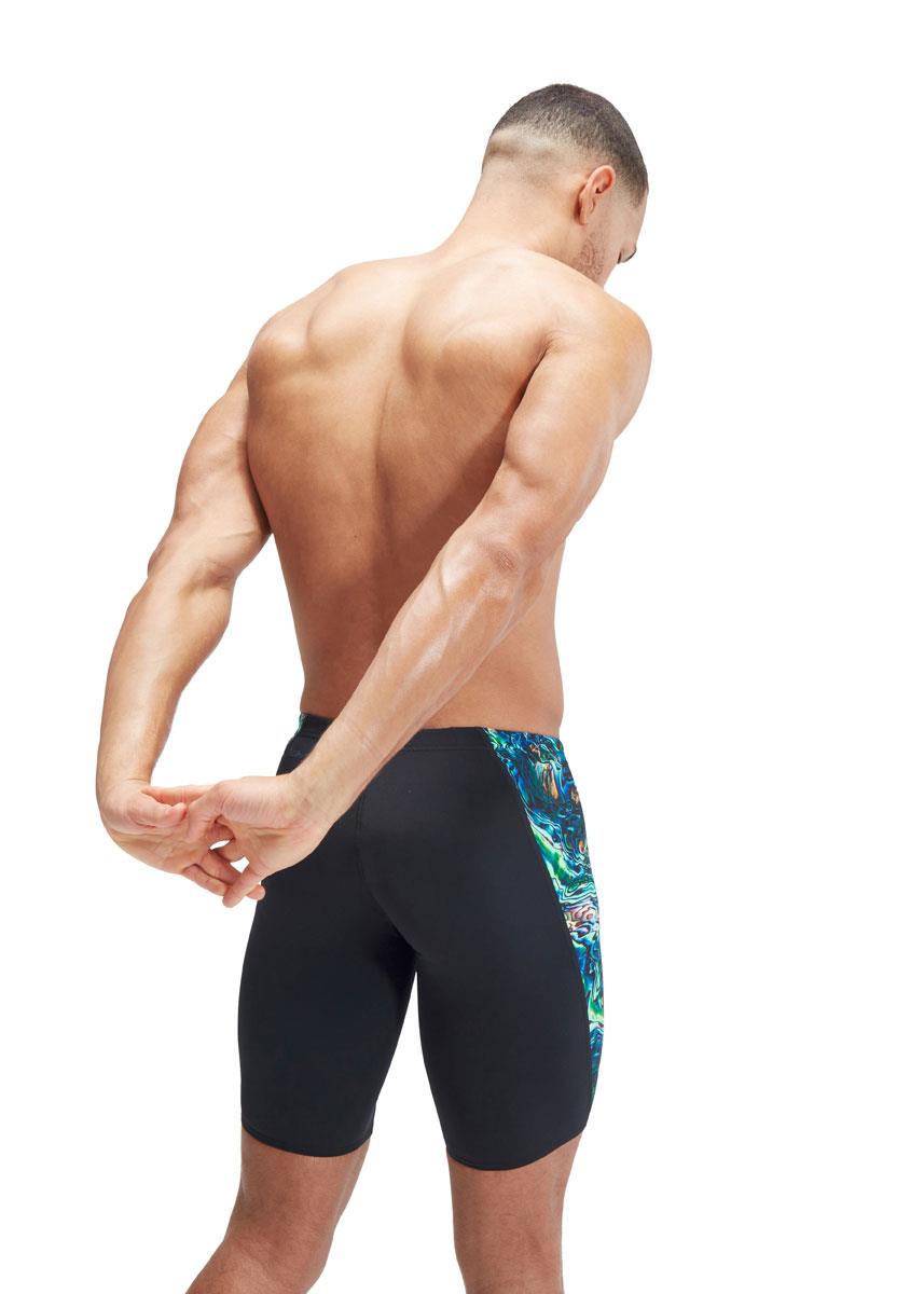 Speedo Placement Digital V-Cut Jammer - Black/Cobalt Pop/Green Glow-brand