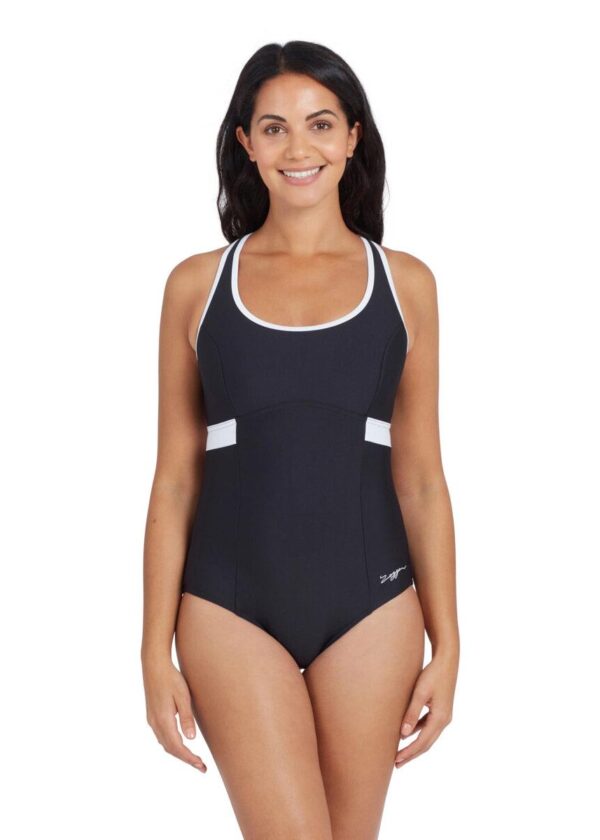 Zoggs Dakota Crossback Swimsuit - Black / Coral-0