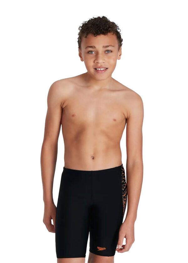 Speedo Boys Plastisol Placement Jammer - Black / Orange