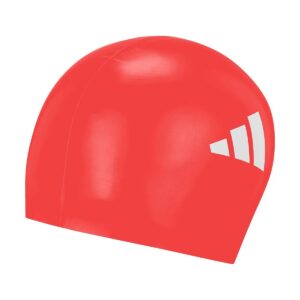 Adidas 3 Stripe Silicone Swim Cap - Red / White