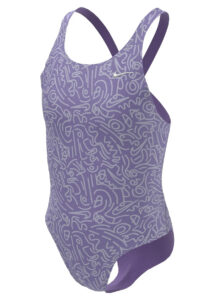 Nike Girls Hydrastrong Multi Print Fastback One Piece Swimsuit - Space Purple