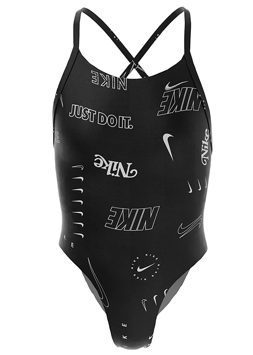 Nike Girls Hydrastrong Multi Print Lace Up Back One Piece Swimsuit - Black-591854