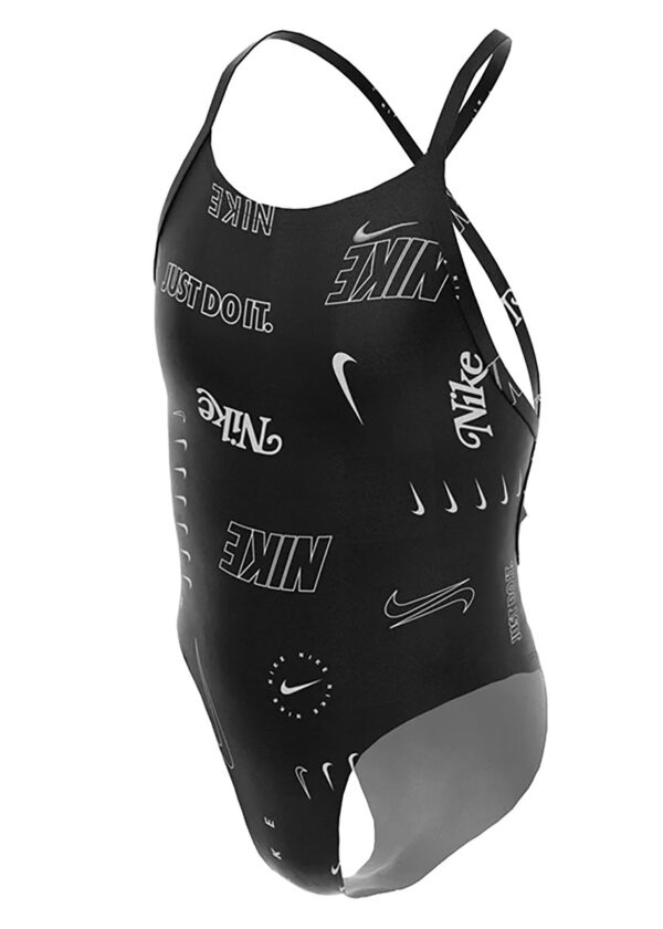 Nike Girls Hydrastrong Multi Print Lace Up Back One Piece Swimsuit - Black