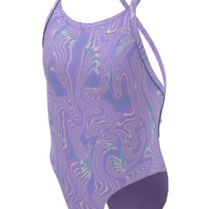 Nike Girls Hydrastrong Multi Print Lace Up Back One Piece Swimsuit - Cobalt Bliss