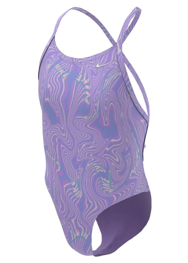 Nike Girls Hydrastrong Multi Print Lace Up Back One Piece Swimsuit - Cobalt Bliss