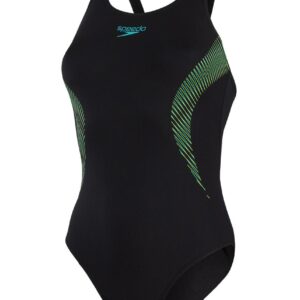 Speedo Placement Muscleback Swimsuit - Black / Blue-0