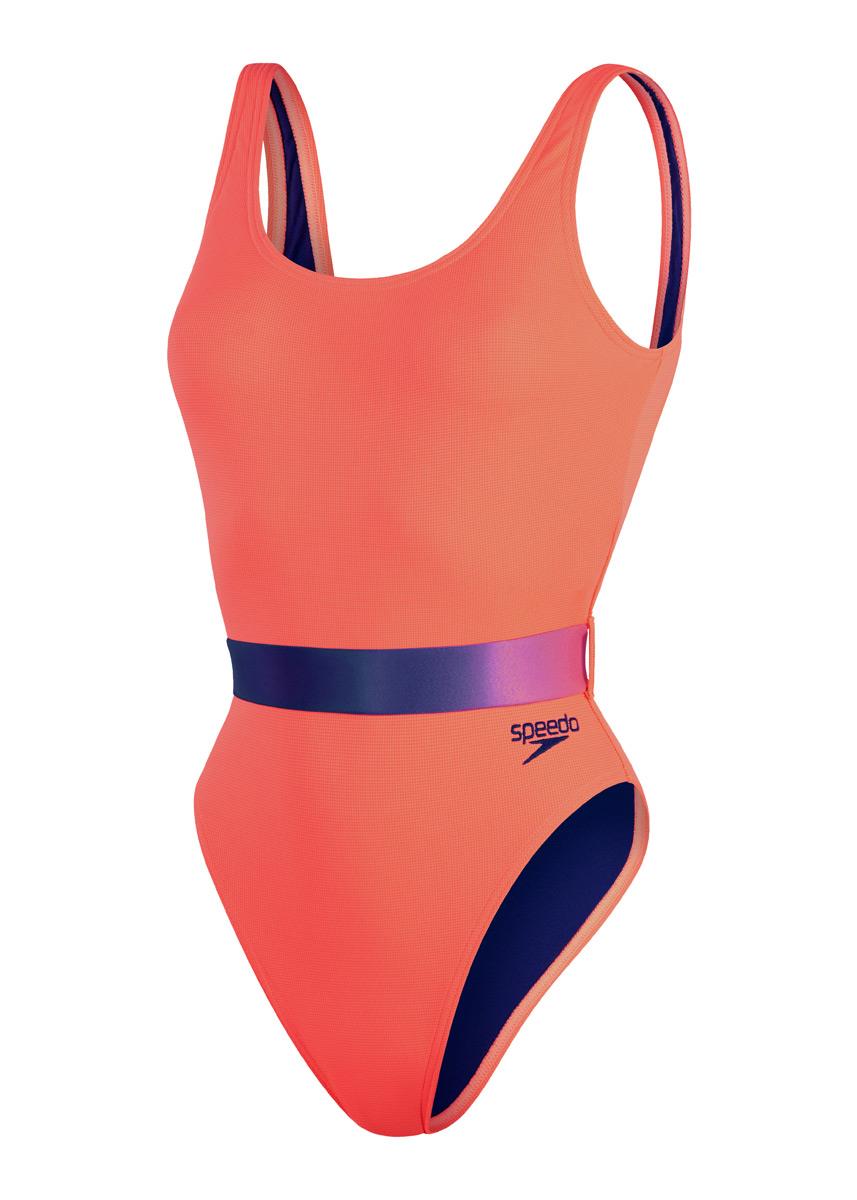 Speedo Belted Deep U-Back Swimsuit - Orange / Purple-589183