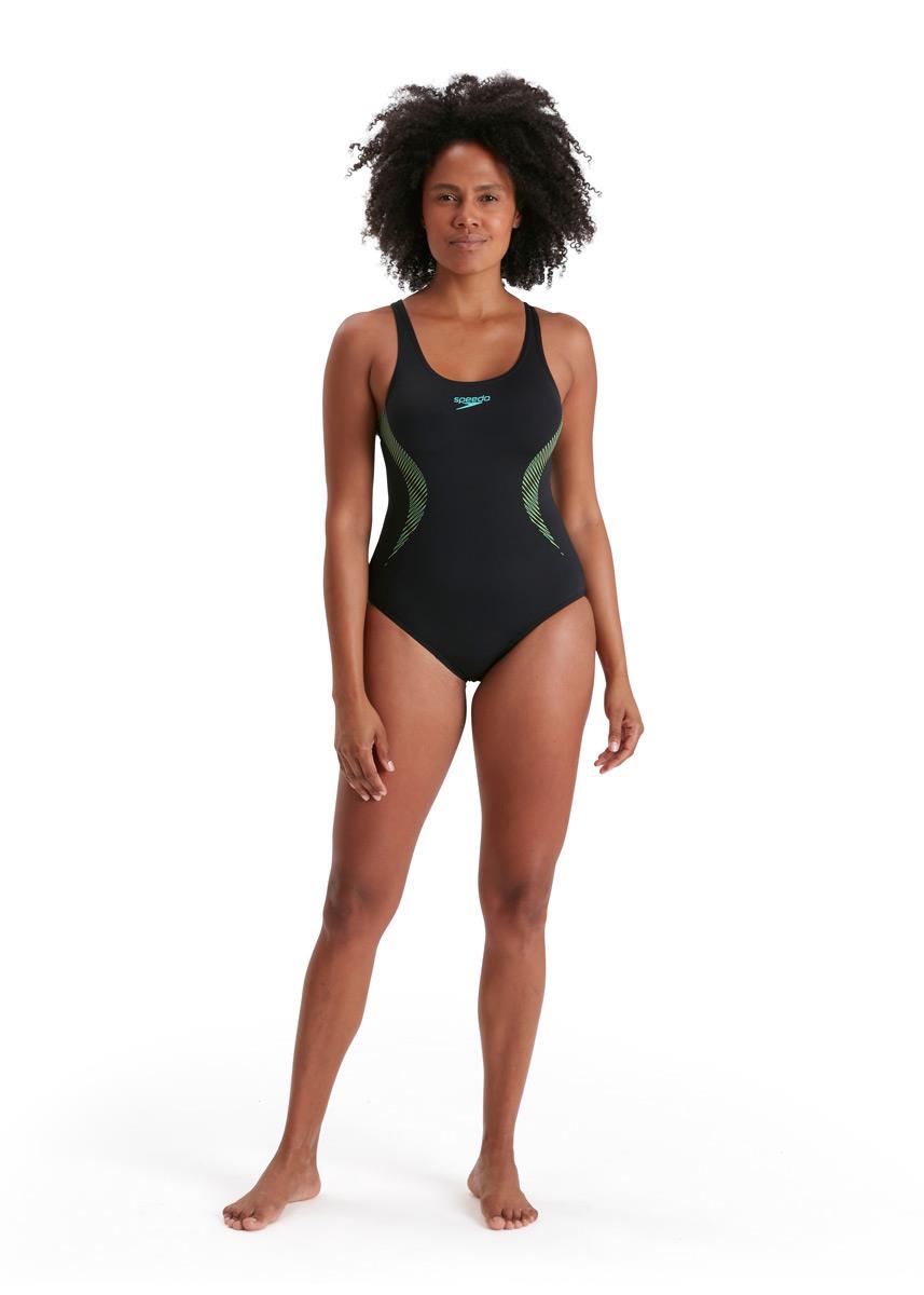 Speedo Placement Muscleback Swimsuit - Black / Blue-589170
