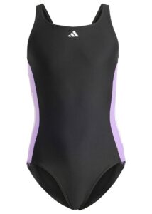Adidas Girls Cut 3-Stripe Swimsuit Black/Violet/White