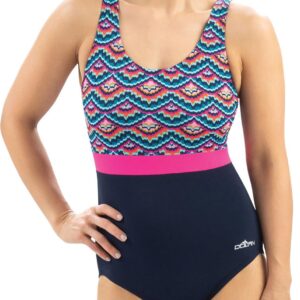 Dolfin Aquashape Printed Moderate Scoop Back Swimsuit - Navy / Multi