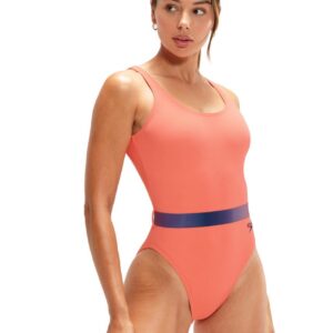 Speedo Belted Deep U-Back Swimsuit - Orange / Purple