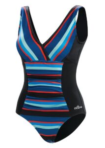 Dolfin Aquashape V-Neck Panel  Swimsuit - Blue / Multi