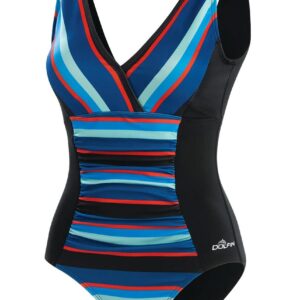Dolfin Aquashape V-Neck Panel Swimsuit - Blue / Mult