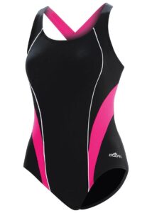 Dolfin Aquashape Sporty Crossover One Piece Swimsuit - Black / Pink