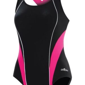 Dolfin Aquashape Sporty Crossover One Piece Swimsuit - Black / Pink